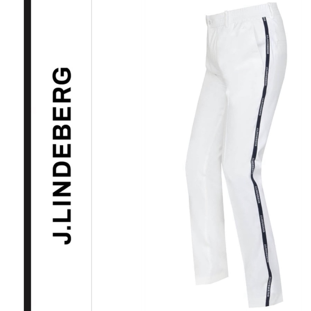J.Lindeberg Stuart Stripe Golf Pants White, Size 30/32